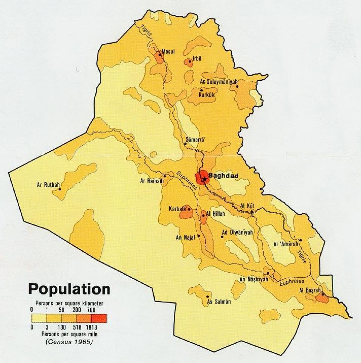 नक्शा इराक की आबादी