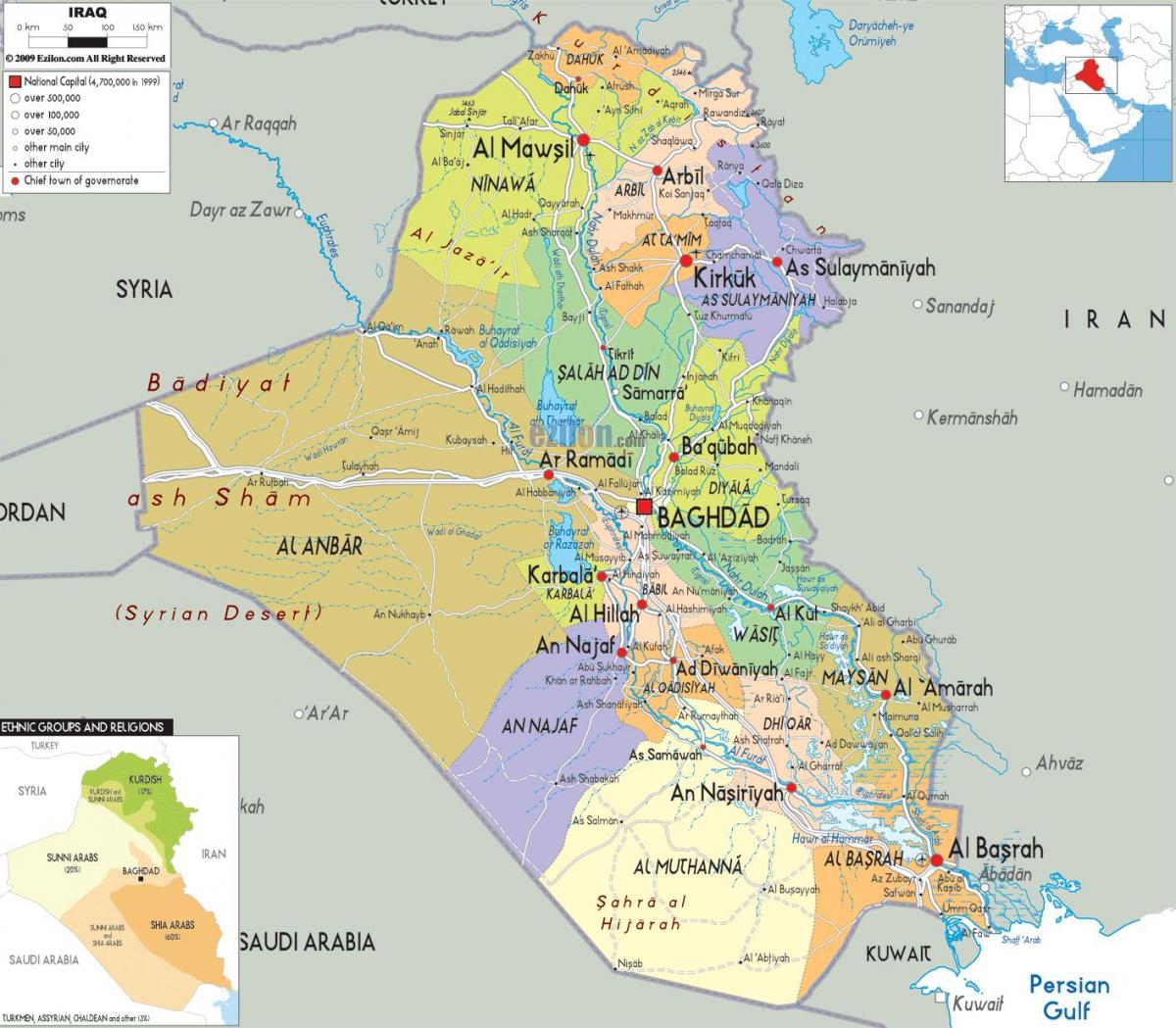 इराक के शहरों के नक्शे