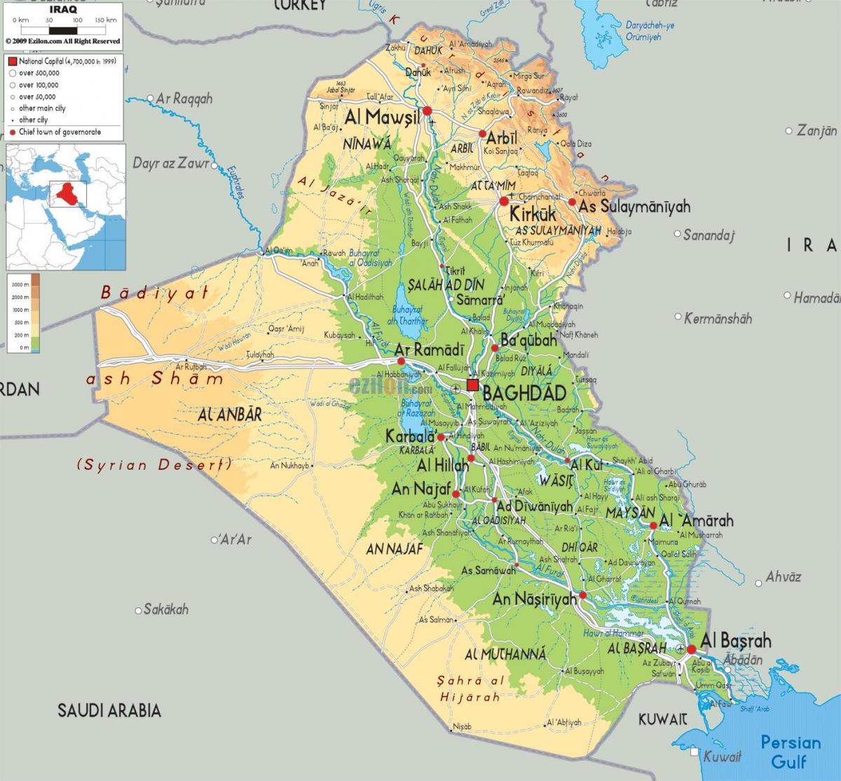 नक्शा इराक के भूगोल